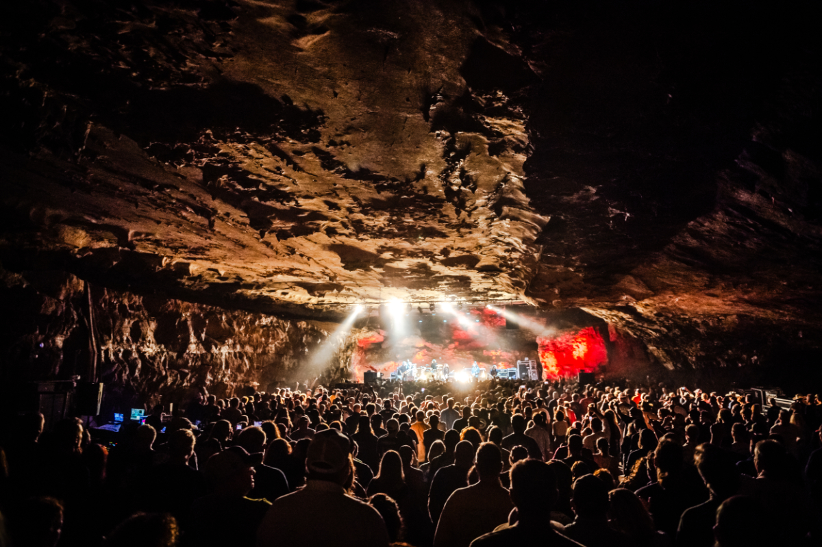 An underground concert at The Caverns