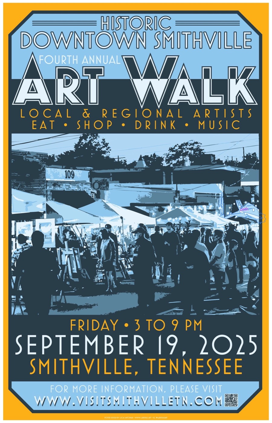 Artist tents lining downtown Smithville during Art Walk