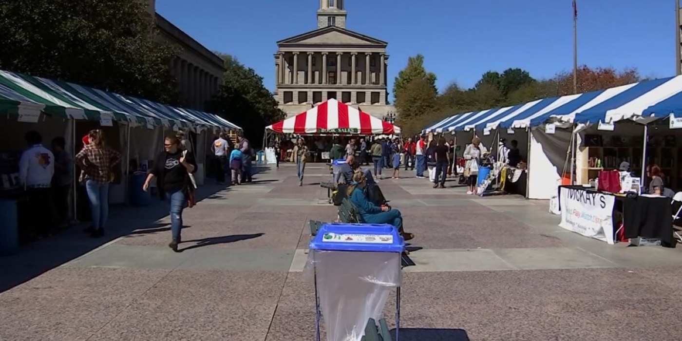 Book tents and visitors at Nashville’s Southern Festival of Books